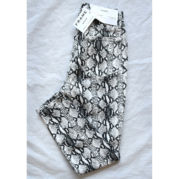 FRAME DENIM WOMEN NWT ALI HIGH RISE CIGARETTE PYTHON PRINT GRIS MULTI JEAN.SZ 27 - Picture 4 of 11